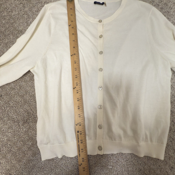 Magaschoni Cotton Cardigan Sweater - Small Buttons | XL | Cream | Preppy - Picture 6 of 8
